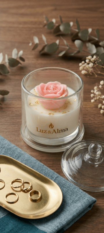 Vela flor encantada rosa rosé